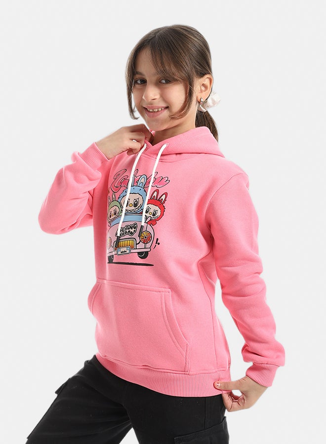 Andora Hooded Printed Front & Back Long Sleeves Hoodie _ Rose - Image 2