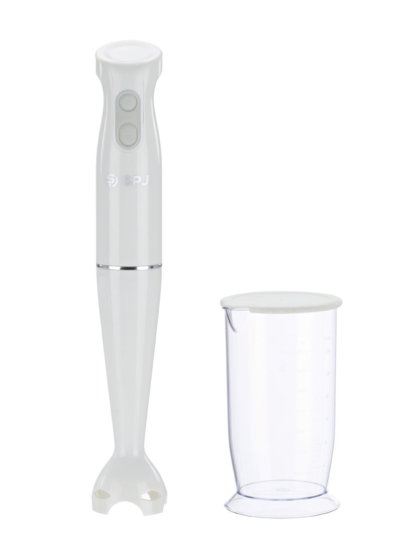 SPJ Hand Blender, 700ML Mixing Cup, 400W Power, Stainless Steel Blades, Detachable Plastic Blending Rod, Elegant Design and Easy to Operate, Color - White, HBX-WT400W