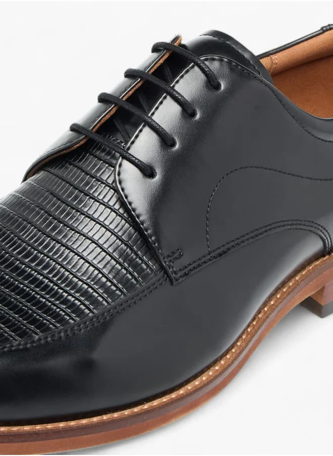 DUCHINI Mens Textured Derby Shoes With Lace-Up Closure
