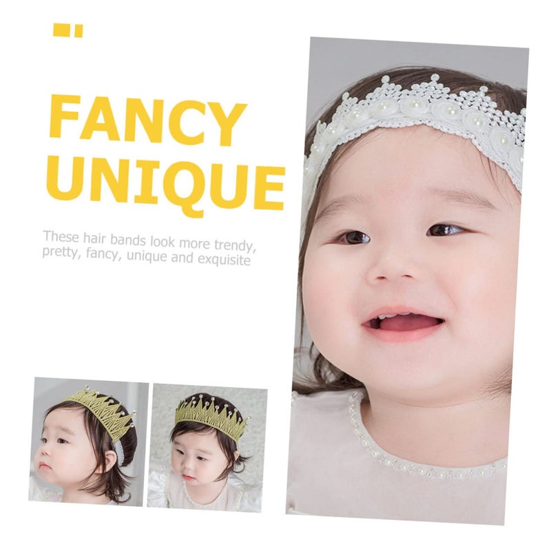 2Pcs Lace Design Elastic Headband For Newborn Baby Girls And Boys Photo Props - Image 5