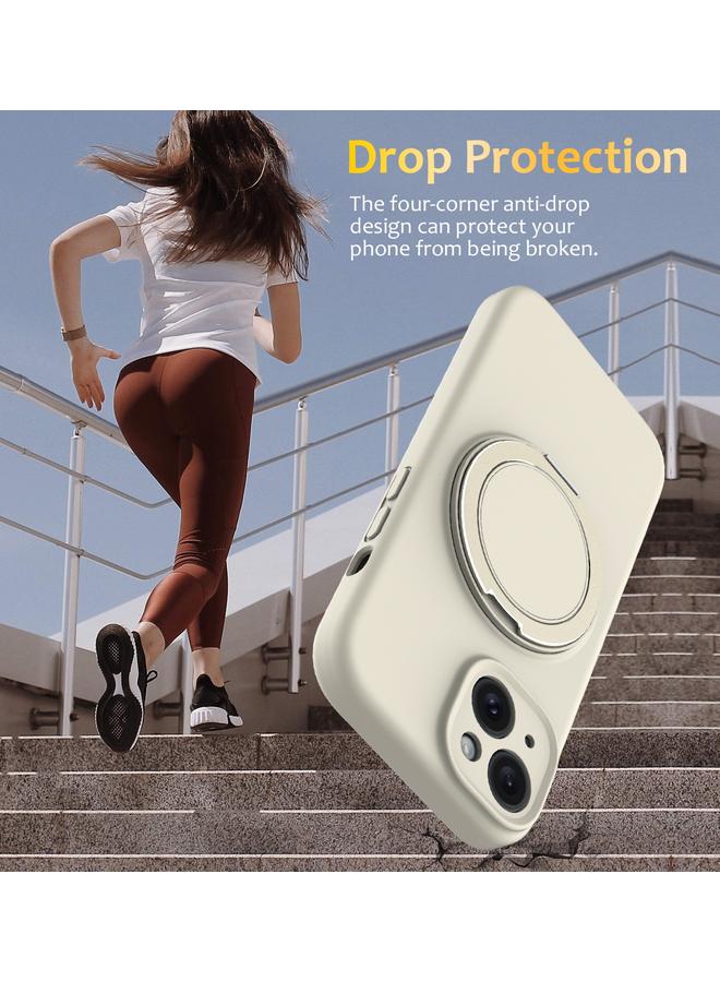 S-TOP Case For iPhone 15 Liquid Silicone MagSafe Phone Case with Rotating Holder - Image 3