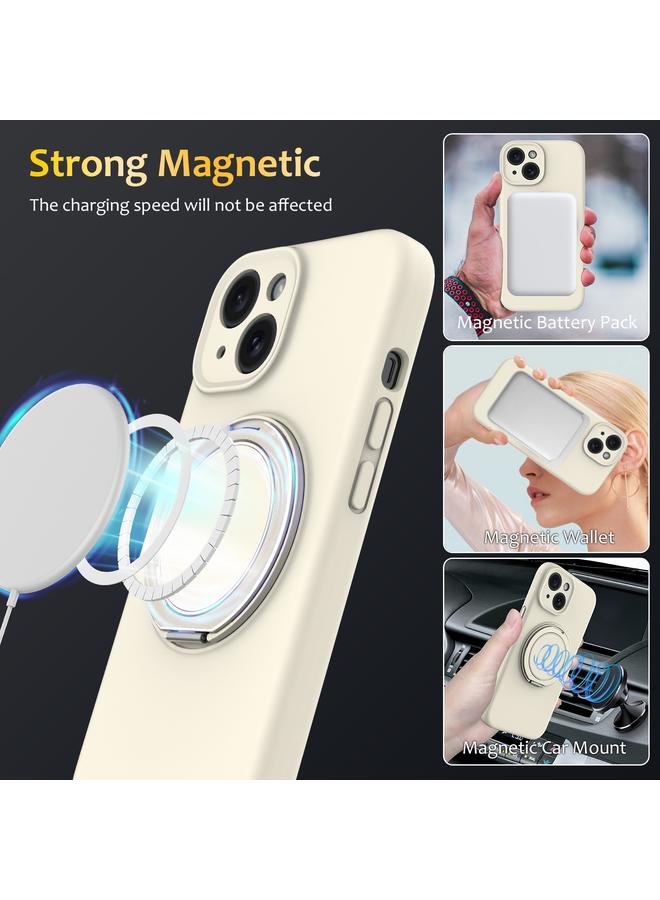 S-TOP Case For iPhone 15 Liquid Silicone MagSafe Phone Case with Rotating Holder - Image 4