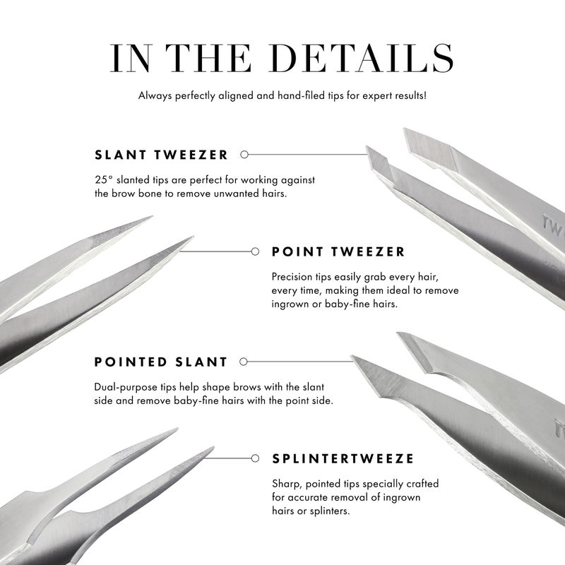 Tweezerman Steel Point Tweezer, Silver, 2 x 6 inches, Modern, Professional Quality for Eyebrow Precision, Facial and Ingrown Hair Removal - Image 3
