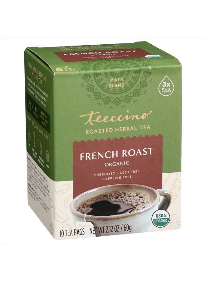 teeccino French Roast Herbal Tea - Rich & Roasted Herbal Tea That's Caffeine Free & Prebiotic for Natural Energy, Coffee Alternative, 10 Tea Bags - Image 1