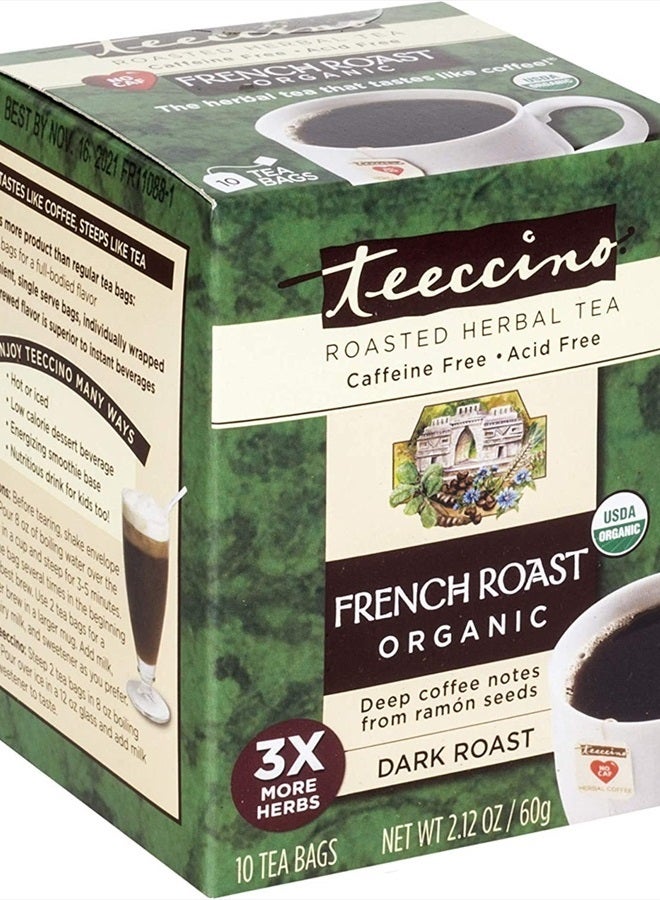 teeccino French Roast Herbal Tea - Rich & Roasted Herbal Tea That's Caffeine Free & Prebiotic for Natural Energy, Coffee Alternative, 10 Tea Bags - Image 4