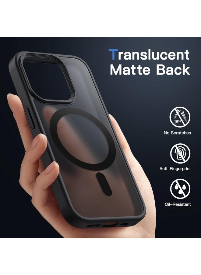 Magnetic Case For IPhone 14 Pro Max 6.7-Inch Compatible With MagSafe Translucent Matte Back Slim Shockproof Phone Cover (Black) - Image 4