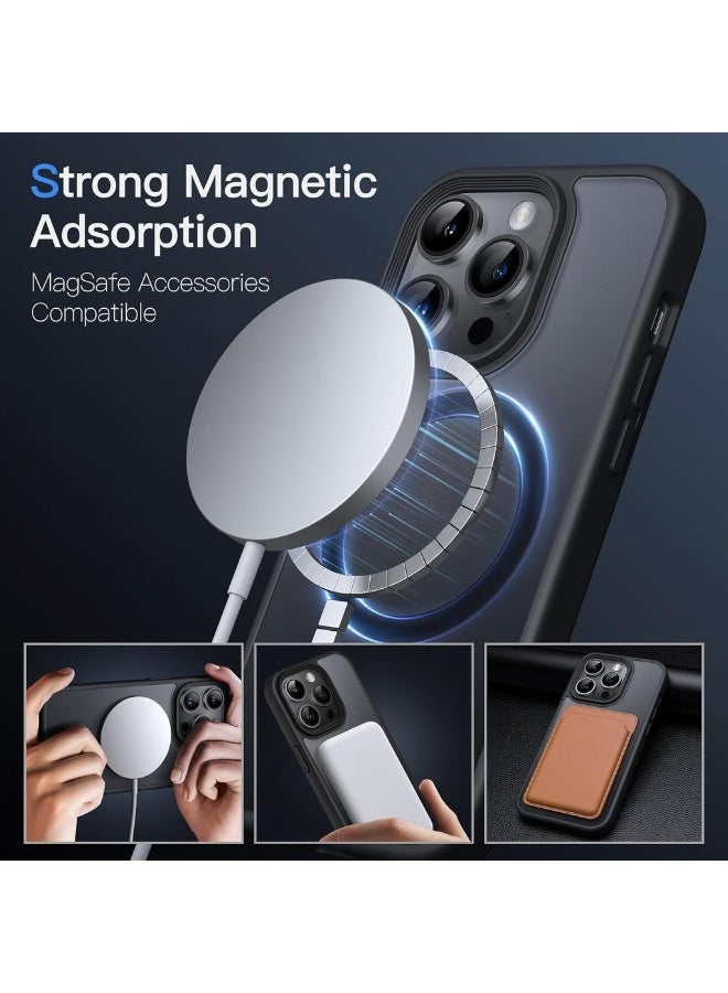 Magnetic Case For IPhone 14 Pro Max 6.7-Inch Compatible With MagSafe Translucent Matte Back Slim Shockproof Phone Cover (Black) - Image 3