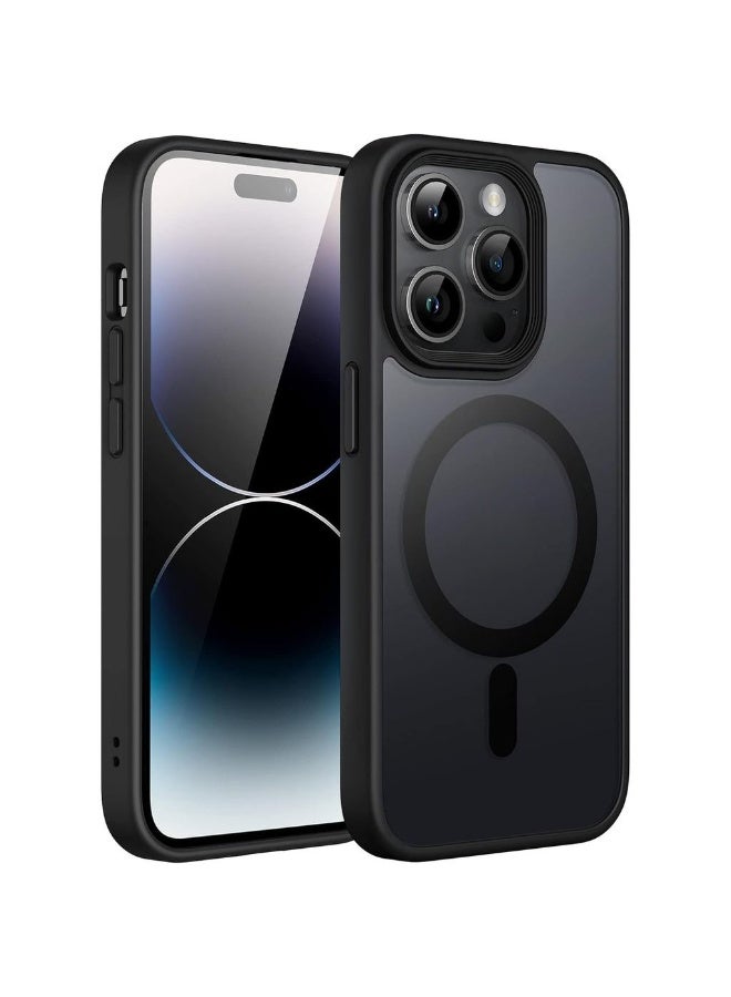 Magnetic Case For IPhone 14 Pro Max 6.7-Inch Compatible With MagSafe Translucent Matte Back Slim Shockproof Phone Cover (Black) - Image 1