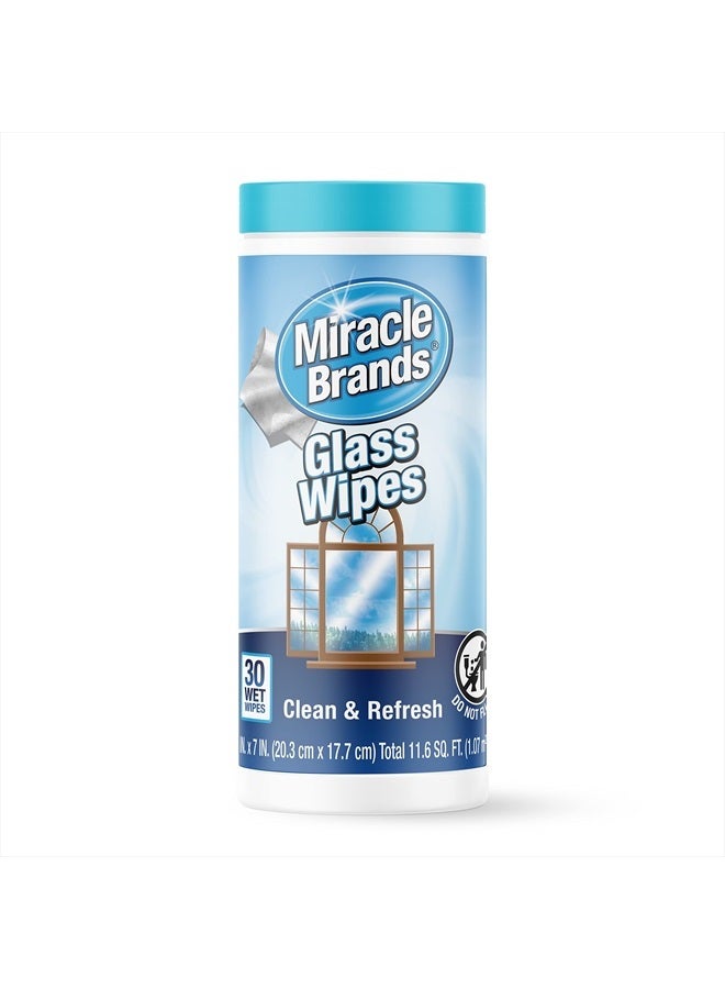 MiracleWipes for Glass, Disposable and Streak Free Cleaning Wipes for Mirrors, Windows, Kitchen, Home, and Auto- 30 Count  - Image 1