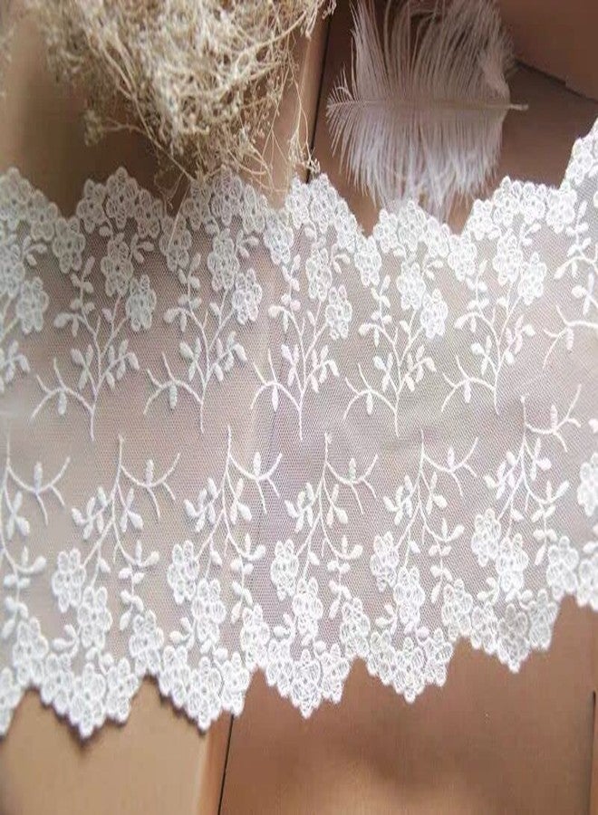BUYSK Lace Fabric, Sewing Embroidery Lace Ribbon Trim for Sewing, Gift Wrap, Bridal Shower Wedding Decoration, DIY Art Crafts (White/5.12 Inch Width) - Image 5