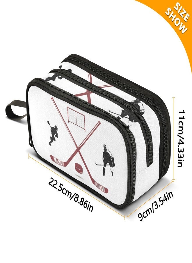 XUWU Hockey Large Capacity Pencil Case Pencil Pouch Office School Large Storage Pen Bag 3 Compartment pencil box for Adults School Teen Girl Boy Men Women - Image 3
