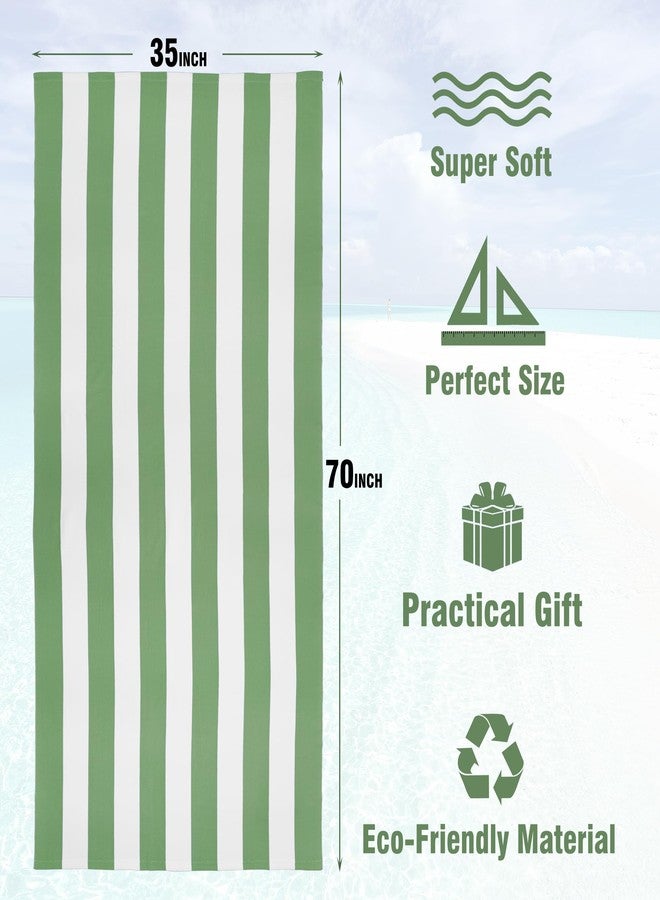 HENBAY Large Oversized Beach Towel - 35 x 70 Inch Microfiber Pool Towel, Green Striped Quick Dry Cabana Swim Towel - Image 3
