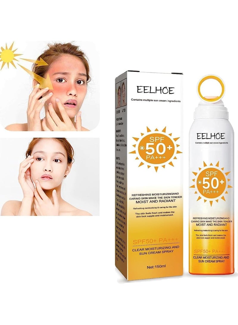 EELHOE Sun Protection Spray SPF 50, Transparent Sunscreen Spray for Face and Body, Sun Protection Spray for Sensitive Skin, Wide Spectrum, Waterproof, Against UVA and UVB 150ml - Image 2