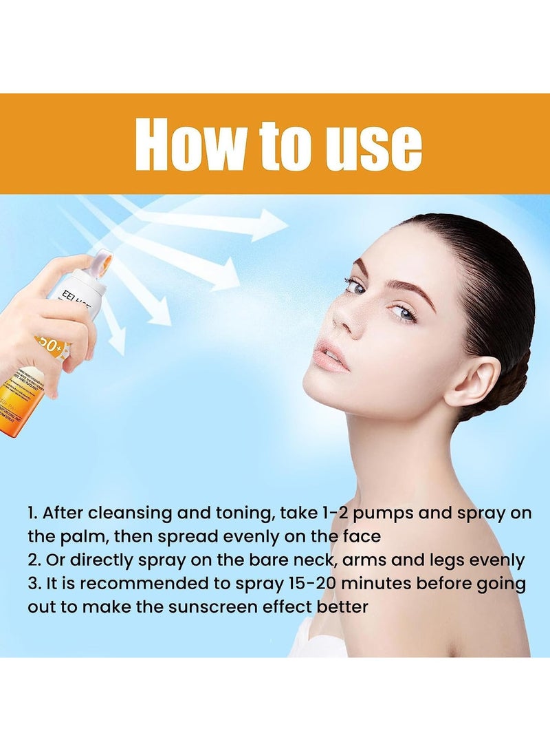 EELHOE Sun Protection Spray SPF 50, Transparent Sunscreen Spray for Face and Body, Sun Protection Spray for Sensitive Skin, Wide Spectrum, Waterproof, Against UVA and UVB 150ml - Image 5