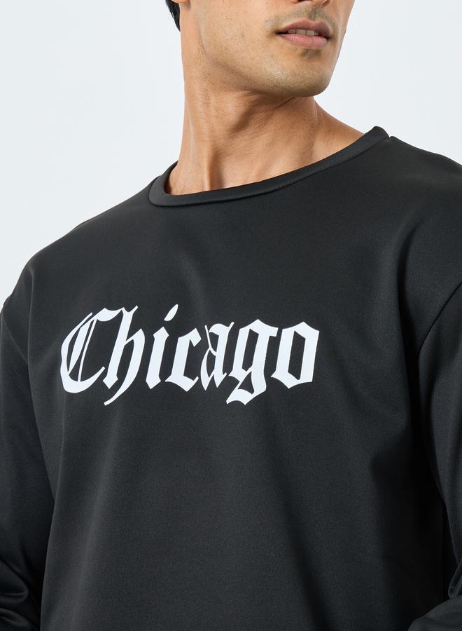 Take Two Men Black Chicago Graphic Pullover Sweatshirt - Image 3