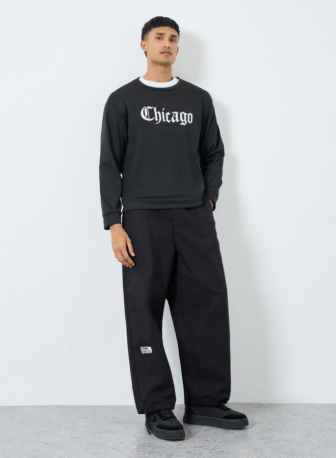 Take Two Men Black Chicago Graphic Pullover Sweatshirt - Image 2