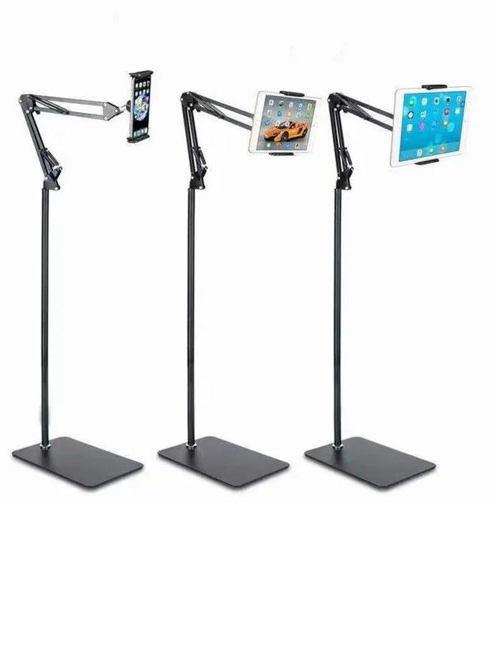 Tablet Floor Stand  360-degree Rotatable Metal Tablet Holder with Flexible Gooseneck Holder Long Arm  Compatible with iPad Mini Air Pro  All Cell Phones iPhone  Tablets (4.5-11-inch)