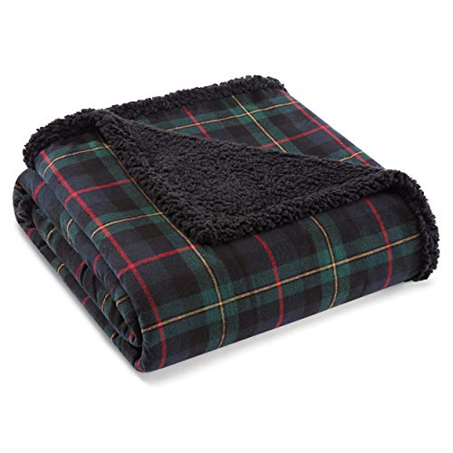 Eddie Bauer  Throw Blanket Cotton Flannel Home Decor All Season Reversible Sherpa Bedding Pine Tartan Throw