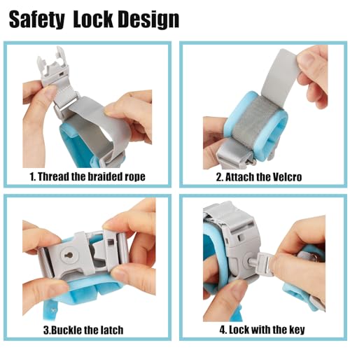 PandaEar Anti Lost Wrist Link, Toddler Harness Walking Leash Safety Child Wristband Leashes for Babies Kids (Blue) - Image 3
