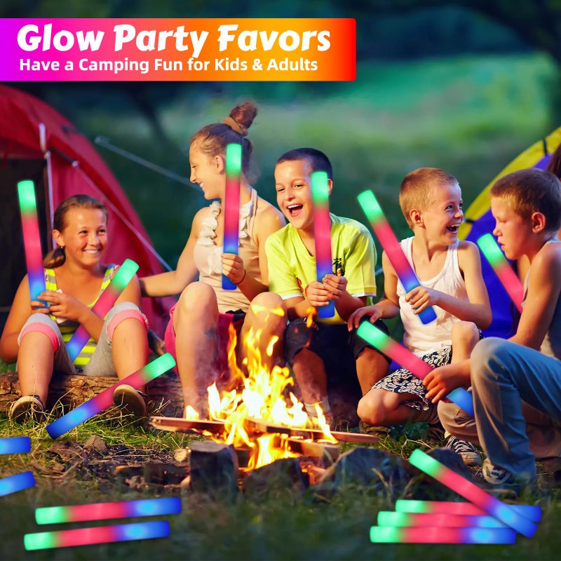 OLUPP 70 PCS LED Foam Glow Sticks Bulk, Glow in the Dark Party Supplies with 3 Modes Colorful Flashing, Foam Light Up Sticks for Wedding,Birthday,Neon Party,Carnival,Concert,New Year - Image 4