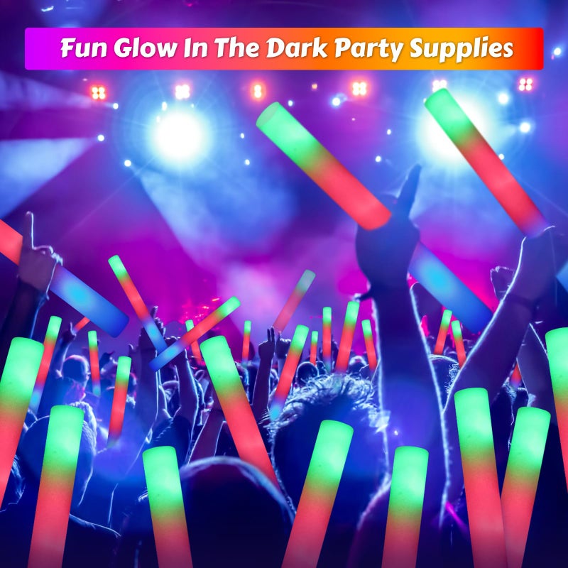 OLUPP 70 PCS LED Foam Glow Sticks Bulk, Glow in the Dark Party Supplies with 3 Modes Colorful Flashing, Foam Light Up Sticks for Wedding,Birthday,Neon Party,Carnival,Concert,New Year - Image 2