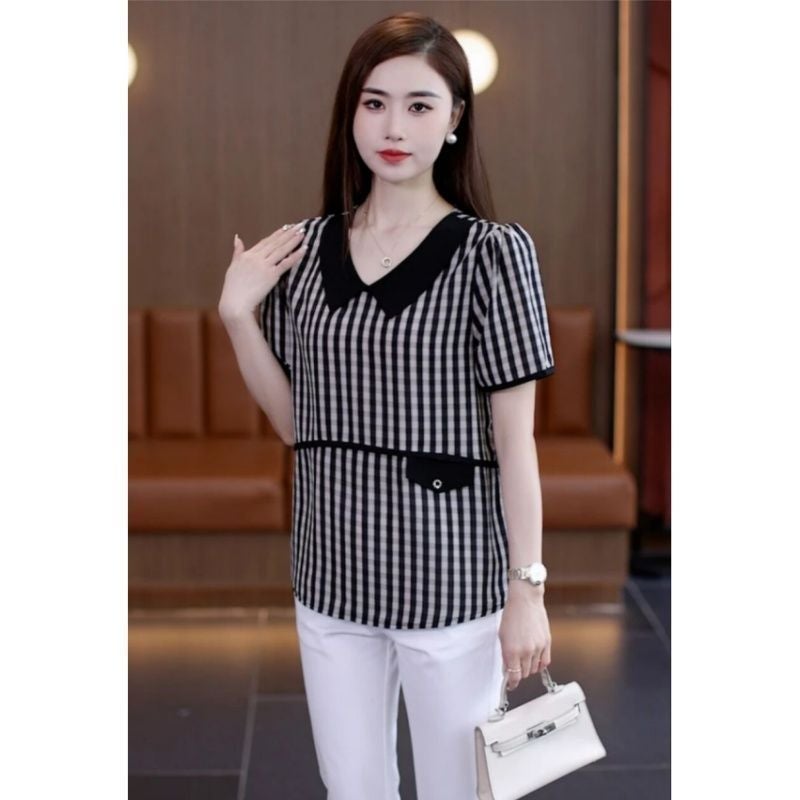 Casual Age-Reducing Doll Collar Short-Sleeved Base Shirt Fashionable Stylish Slimming Lightweight Breathable T-Shirt Top - Image 4