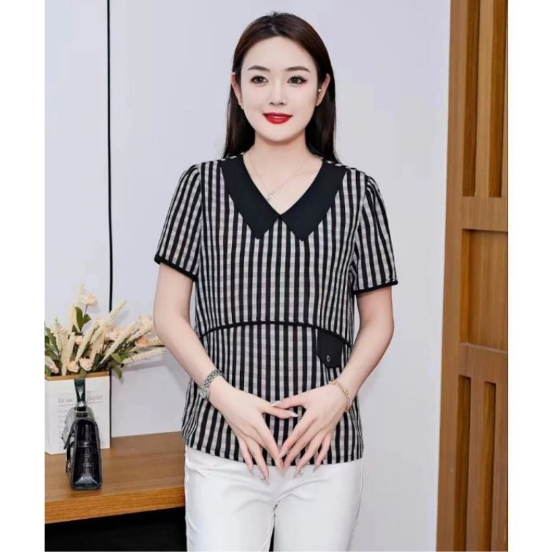 Casual Age-Reducing Doll Collar Short-Sleeved Base Shirt Fashionable Stylish Slimming Lightweight Breathable T-Shirt Top - Image 2