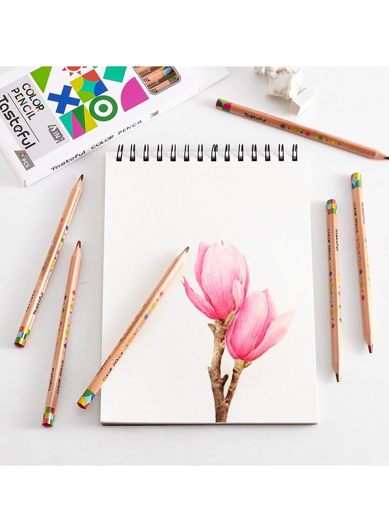 6PCS TASTOFUL 4-Color Pencils Creative Rainbow Pen 4-Color Same Core DIY - Image 5