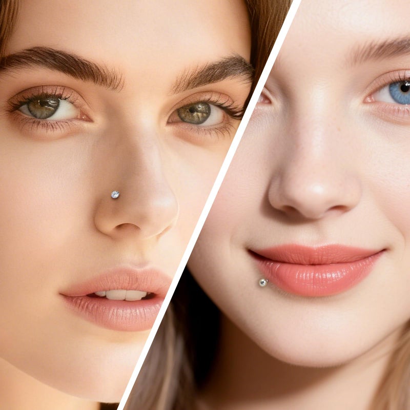 Vsnnsns 16G Lip Rings Stainless Steel Snake Bite Piercing Monroe Lip Rings Labret Medusa Piercing Jewelry Cartilage Tragus Helix Conch Lobe Earrings Studs Piercing Jewelry For Women Men Silver 8mm - Image 5