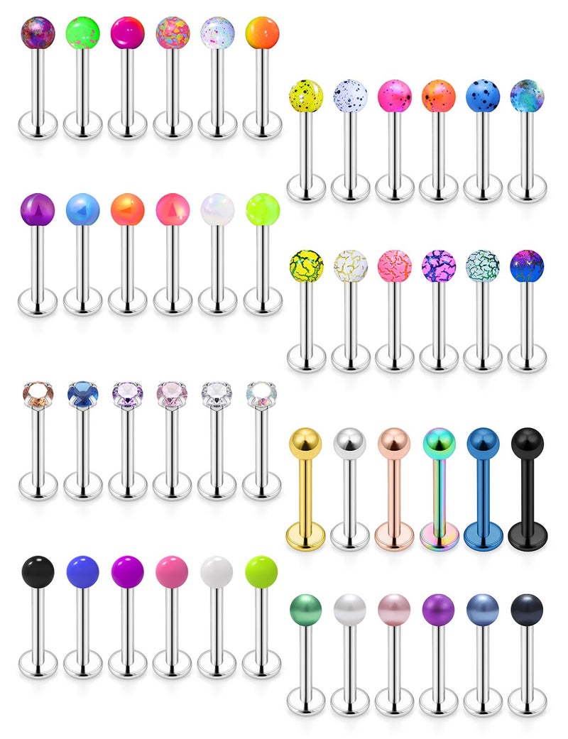 Vsnnsns 16G Lip Rings Stainless Steel Snake Bite Piercing Monroe Lip Rings Labret Medusa Piercing Jewelry Cartilage Tragus Helix Conch Lobe Earrings Studs Piercing Jewelry For Women Men Silver 8mm - Image 1