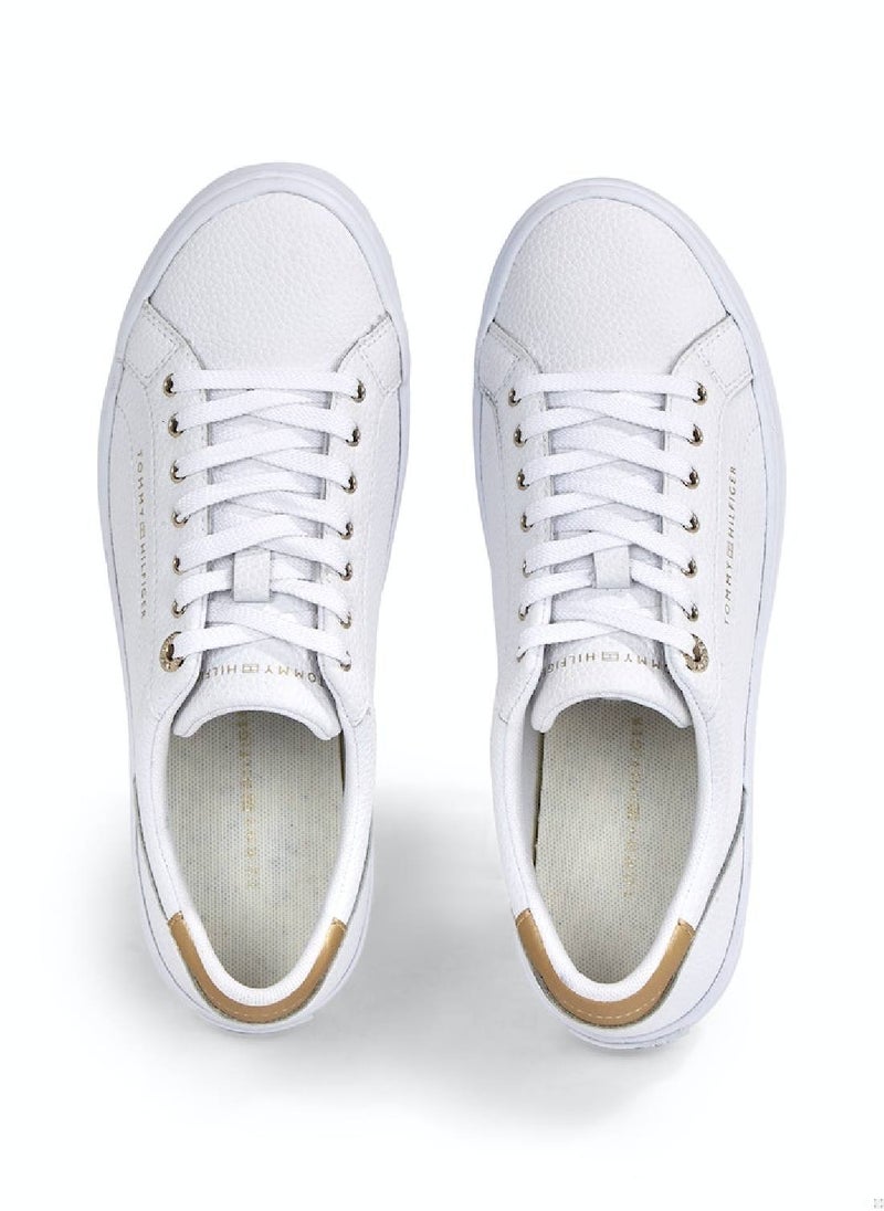 Women's Essential Metallic Heel Lace-Up Trainers -  Mixed upper: leather, nylon, polyurethane, White - pzsku/Z79877BBB14E296FD3B5CZ/45/_/1724216756/f7a621fa-313e-4e43-b572-b2c8cd403905