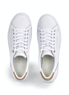 TOMMY HILFIGER Women's Essential Metallic Heel Lace-Up Trainers -  Mixed upper: leather, nylon, polyurethane, White  - Image 3