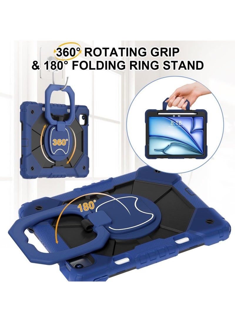 Case for iPad Air 11-Inch 2024 Case with Pencil Holder, Heavy Duty Shockproof Rugged iPad Case, Tablet Protective Cover