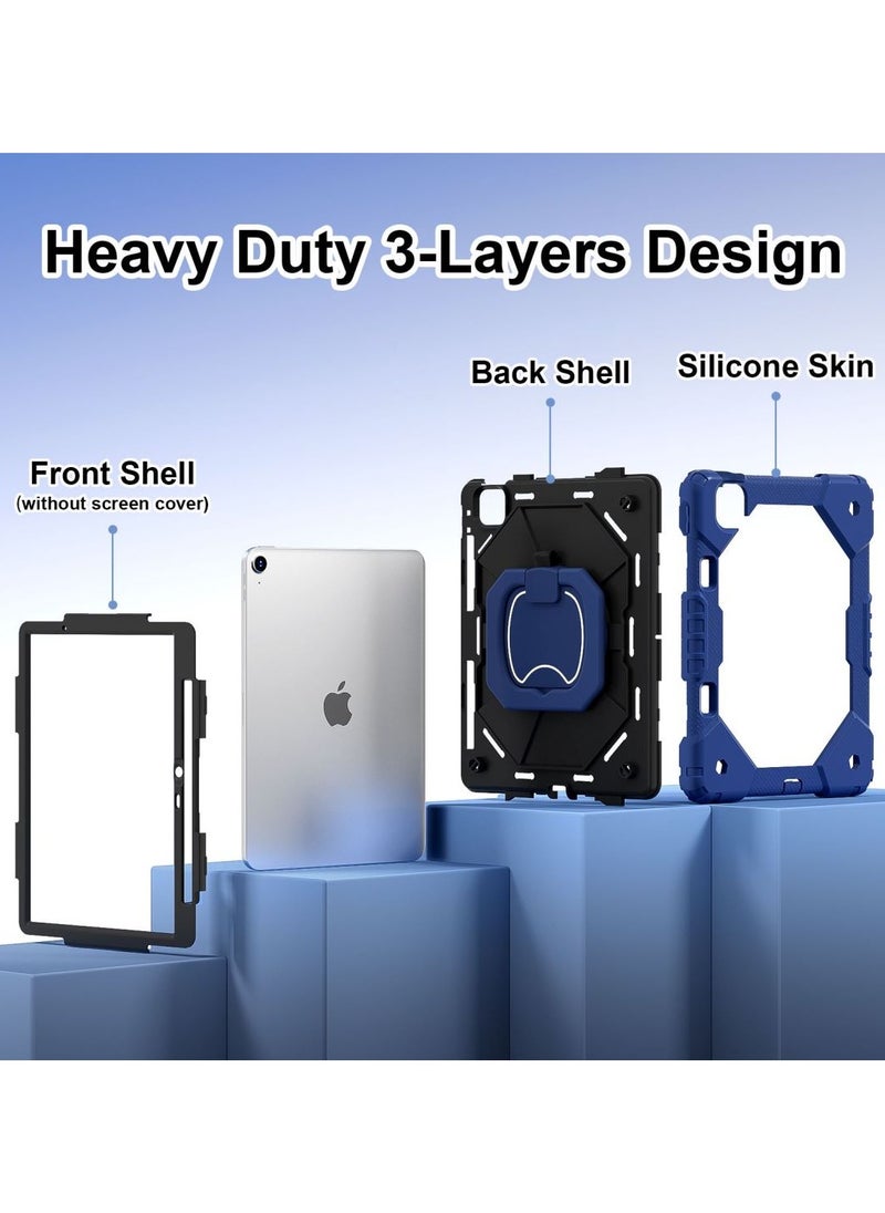 Case for iPad Air 11-Inch 2024 Case with Pencil Holder, Heavy Duty Shockproof Rugged iPad Case, Tablet Protective Cover