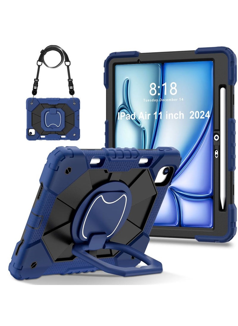 Case for iPad Air 11-Inch 2024 Case with Pencil Holder, Heavy Duty Shockproof Rugged iPad Case, Tablet Protective Cover