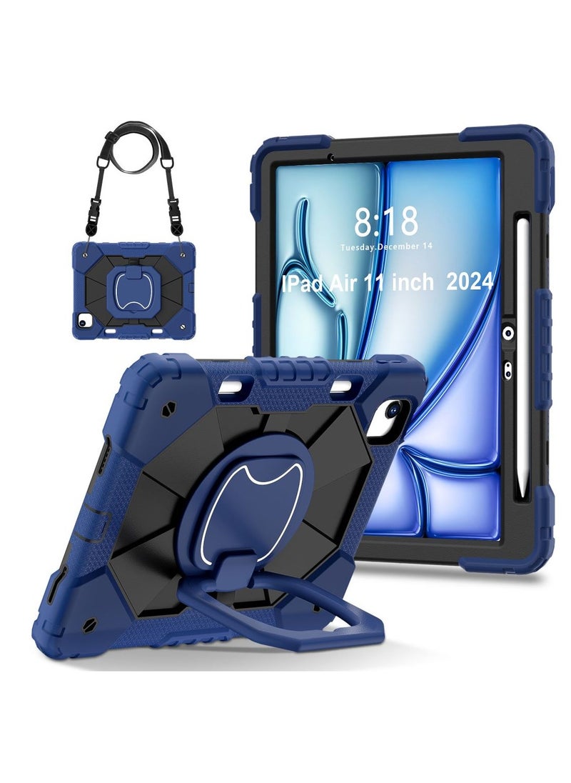 Case for iPad Air 11-Inch 2024 Case with Pencil Holder, Heavy Duty Shockproof Rugged iPad Case, Tablet Protective Cover
