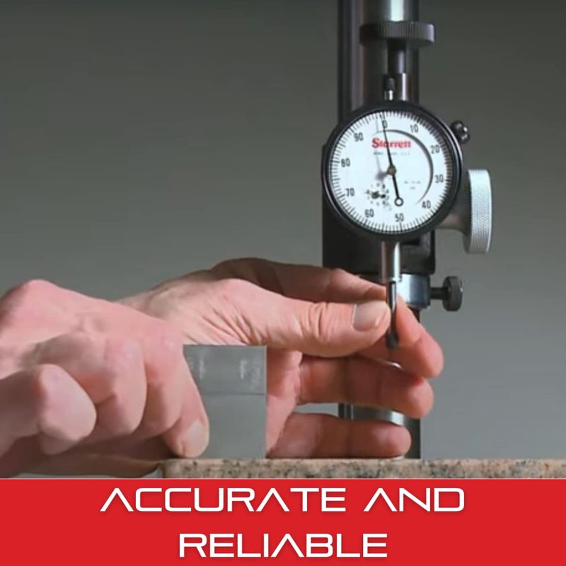 Starrett مجموعة مؤشر اختبار دial العالمي من ستاريت مع مكبس خلفي للاستخدام الكامل - وجه أبيض، قراءة 0-50-0، نطاق .200"، تدرج 0.001"، قطر عمود 1/4" للتثبيت - 196A5Z - Image 4