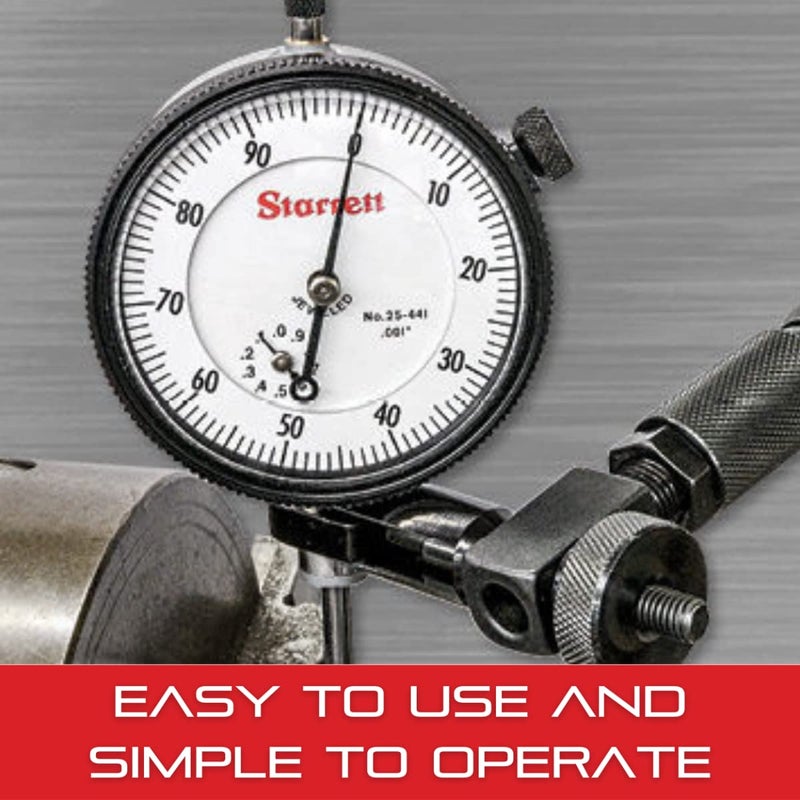 Starrett مجموعة مؤشر اختبار دial العالمي من ستاريت مع مكبس خلفي للاستخدام الكامل - وجه أبيض، قراءة 0-50-0، نطاق .200"، تدرج 0.001"، قطر عمود 1/4" للتثبيت - 196A5Z - Image 5