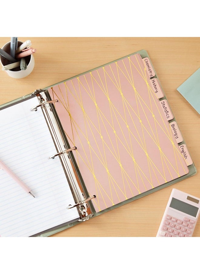 Paper Junkie - 6 Sets Of 5 Tab Dividers For 3 Ring Binders 30 Total Bulk Dividers For Office School Supplies (Pink Black 8.5 X 11 In) - Image 1