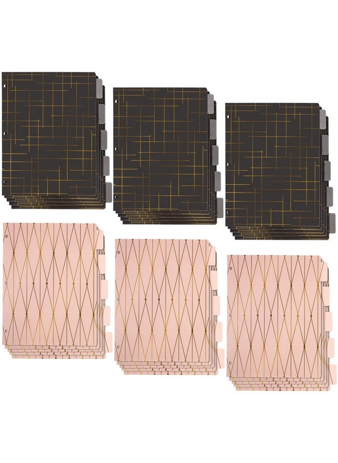 Paper Junkie - 6 Sets Of 5 Tab Dividers For 3 Ring Binders 30 Total Bulk Dividers For Office School Supplies (Pink Black 8.5 X 11 In) - Image 1