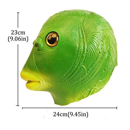 AQKILO Green Fish Mask Funny Latex Full Head Realistic Masks Fancy Dress for Halloween Carnival Costume Party - Image 5