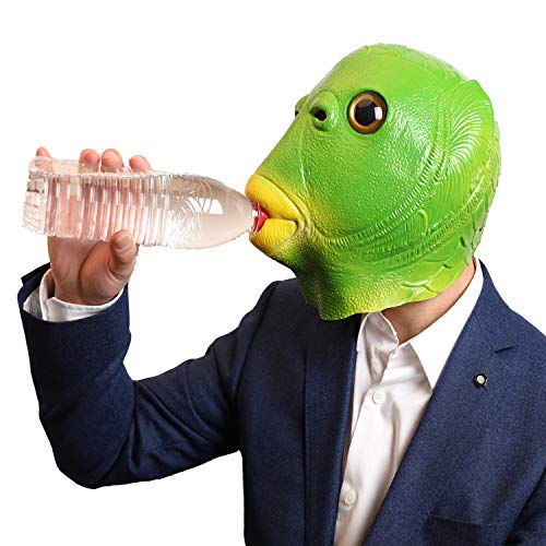 AQKILO Green Fish Mask Funny Latex Full Head Realistic Masks Fancy Dress for Halloween Carnival Costume Party - Image 3