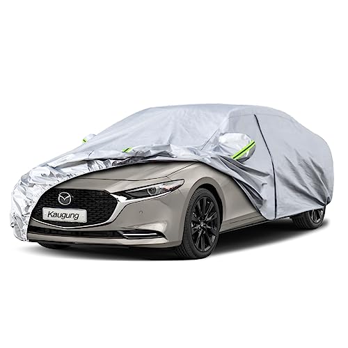 Kaugung 6 Layers Car Cover Custom Fit Mazda 3 Sedan from 2003 to 2025,Waterproof Car Cover All Weather for Automobiles Outdoor Indoor with Zipper Door, Sun Rain Dust Snow Protection. - Image 1