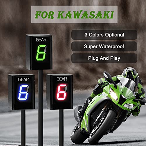 NORXI Motorcycle Gear Indicator for Kawasaki ER6N V650 Ninja 300 Z1000SX Moto 16 Gear Display ECU Plug LED Digital Display WaterproofBlue with Holder - Image 3