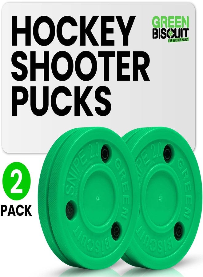 Green Biscuit Hockey Pucks 2 Pack Snipe 2.0 Version, Official NHL Hockey Training Equipement for Off-Ice Shooting Practices, Street Hockey Puck for Better Stick Handling and Training - Image 2