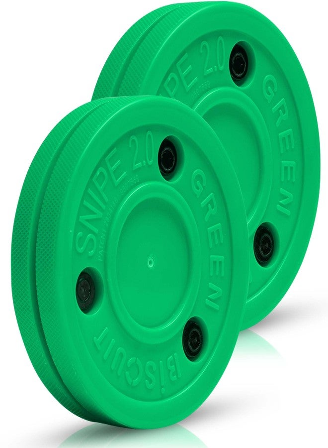 Green Biscuit Hockey Pucks 2 Pack Snipe 2.0 Version, Official NHL Hockey Training Equipement for Off-Ice Shooting Practices, Street Hockey Puck for Better Stick Handling and Training - Image 1