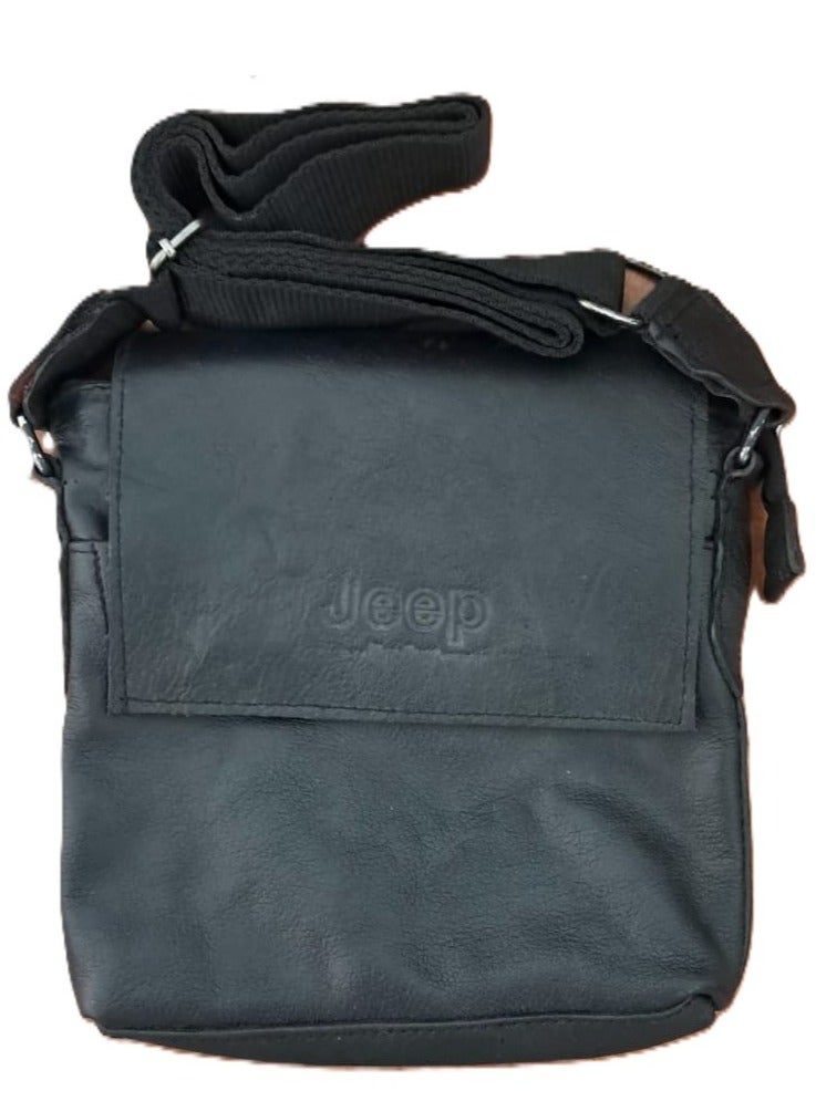 Jeep Buluo Men's black leather crossbody bag - Image 1