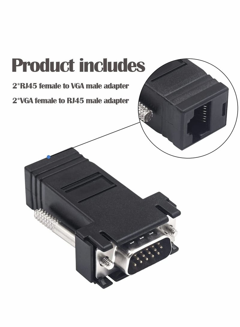 كابتن تيك VGA Extender Over Ethernet Adapter, VGA 15 Pin Male to RJ45 CAT5 /CAT6 RJ45 Female Network Cable Extender Connector Adapter for Multimedia Video - Image 2