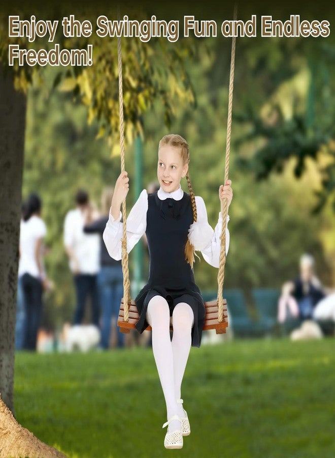 BATTIPAW Wooden Tree Swing, 500lbs Load Capacity Heavy-Duty Wooden Swing Seat for Adults & Kids, Adjustable Climbing Rope Tree Straps 118 inch for Indoor & Outdoor - Image 5
