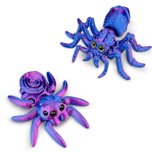 MAVLENT 3D Printed Spider Animals Toys 2PCS Halloween Desk Decor for Adults Fidget Toys Home Office Skeleton Decor Birthday Party Halloween - Image 1